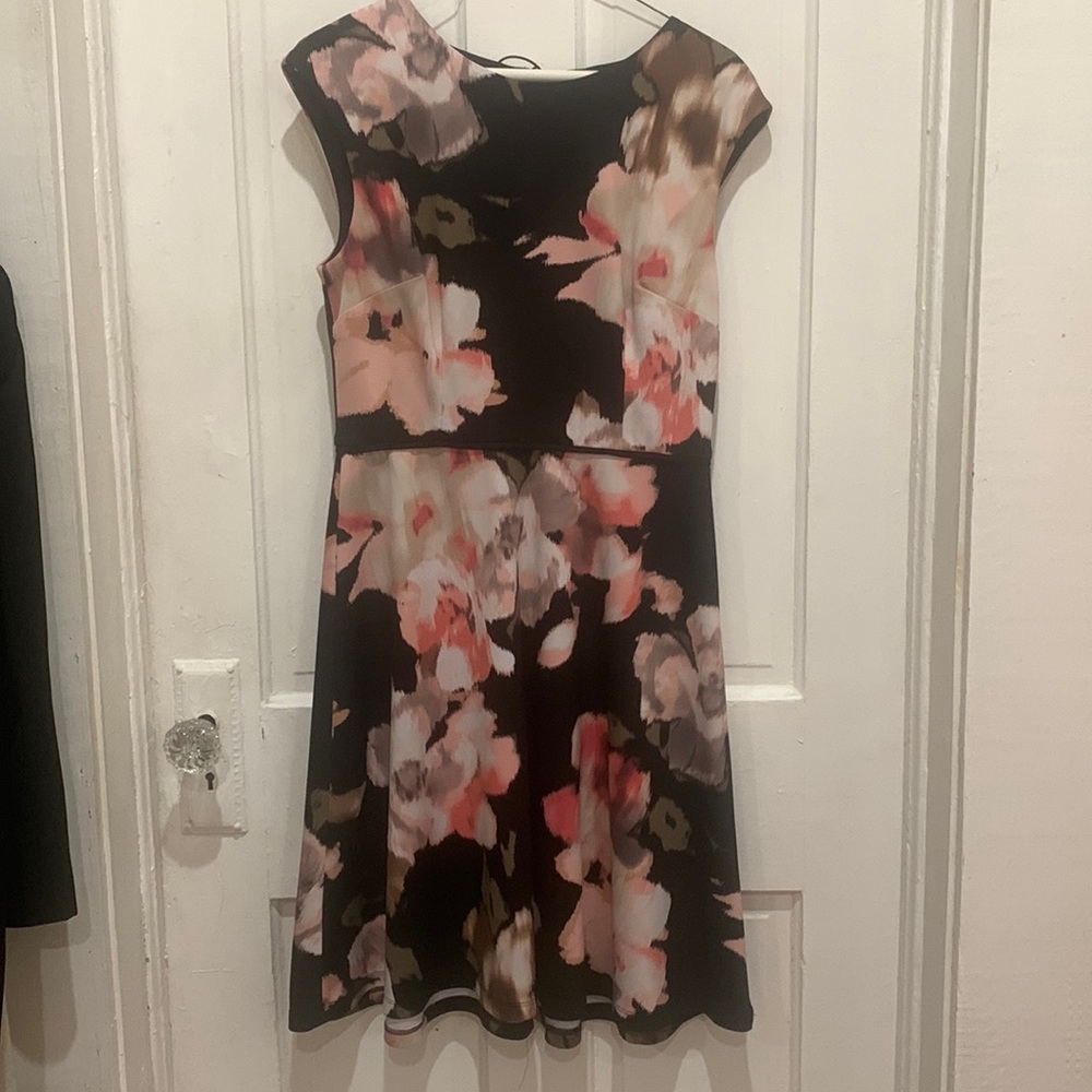 Black and Pink Floral dress By Maggy London size 8